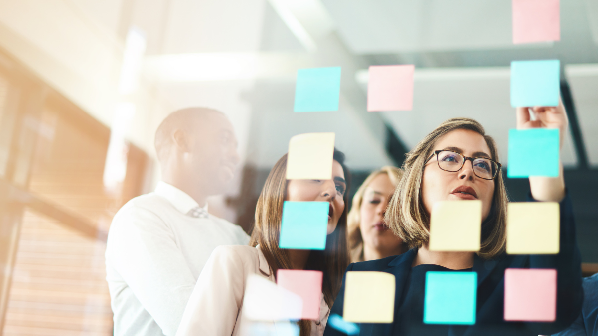 Woman looking at business plan